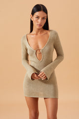 Chamie Dress Metallic Khaki