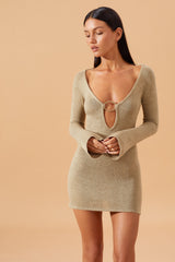 Chamie Dress Metallic Khaki