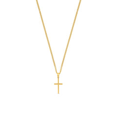 Flat Cross Pendant Necklace - Gold