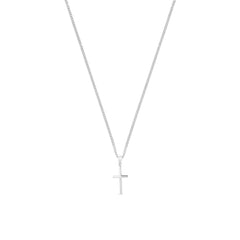 Flat Cross Pendant Necklace - Silver