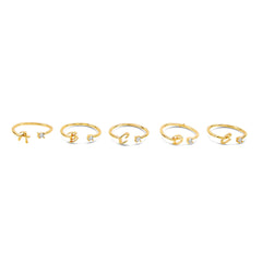 Scripture Stone Initial Adjustable Ring - Gold