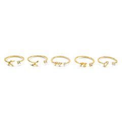 Scripture Stone Initial Adjustable Ring - Gold