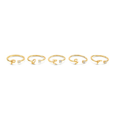 Scripture Stone Initial Adjustable Ring - Gold