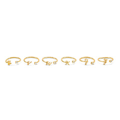 Scripture Stone Initial Adjustable Ring - Gold