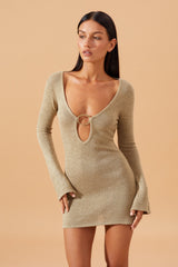 Chamie Dress Metallic Khaki