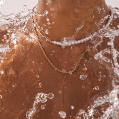 Cross Pendant Necklace X Rope Chain Full Set - Gold