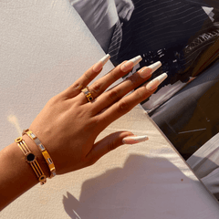 Flower Lock Charm Ring - Gold
